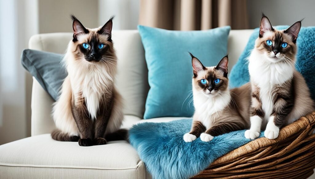 Siamese, Maine Coon, and Sphynx cats