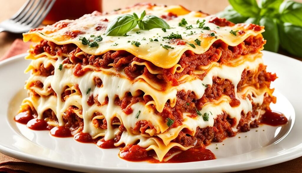 lasagna with melted cheese